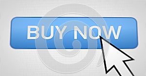 Animation: a button on the buy now website. Buy new products with a single button, quick sales or purchases. Online