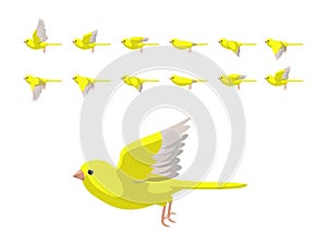 Animation Canary Yellow Flying Cute Cartoon Vector Illustration