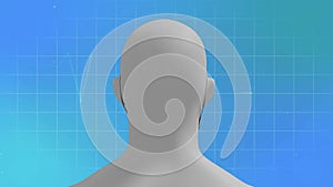 Animation of cardiograph and man with face mask on blue background