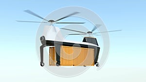 Animation of cargo drone takeoff from ground