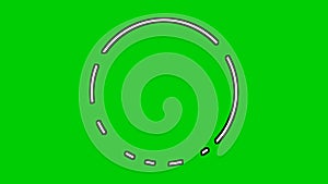 Animation cartoon rotating circle border motion graphics for video elements overlay on green screen background.