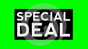 Animation cartoon SPECIAL DEAL text Promotional Animation Black screen background 4K