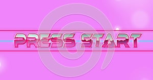 Animation of challenge accepted text over neon banner against spots of light on pink background