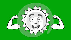 animation character sun cartoon biceps black and white