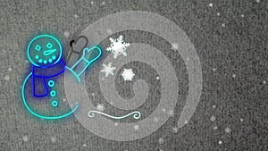 Animation of christmas neon decoration over grey backgroun