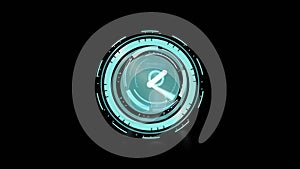 Animation of clock over processing circle on black background