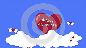 Animation of clound and love wing fly for Happy Valentine