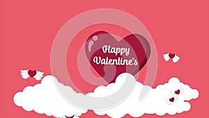Animation of clound and love wing fly for Happy Valentine