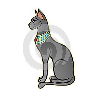 Animation color portrait Ancient Egyptian goddess Bastet Bast. Sacred cat.