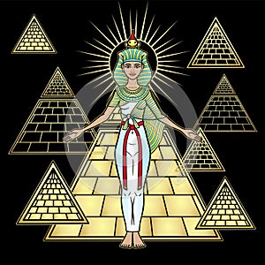 Animation color portrait: Ancient Egyptian goddess Selket -  Lord of  scorpions and defender of the dead  guards the valley of pyr photo