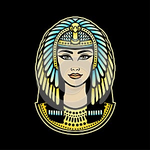 Animation color portrait of beautiful Egyptian woman.