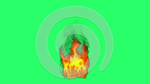 Animation colorful flame shine effects on green screen.