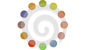 Animation of contradirectional rotation colored circles