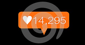 Animation count number love orange icons set.
