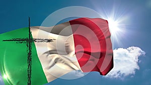 Animation of cross over flag of italy