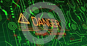 Animation of danger text over shapes