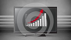 Animation of data processing and diagram on computer screen