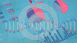 Animation of data processing and dna strand over wind turbine