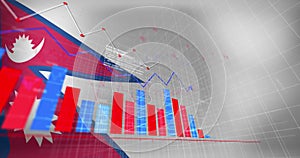 Animation of data processing over flag of nepal