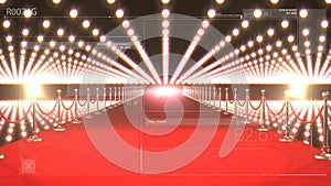 Animation of digital interface over red carpet