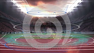 Animation of digital interface with safe lock rotating overt sports stadium