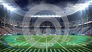 Animation of digital interface with safe lock rotating overt stadium