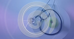 Animation of dna strand and circle over apple and stethoscope