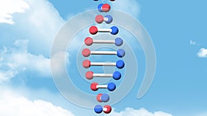 Animation of dna strand spinning ver clouds and sky