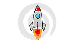 Animation of doodle style space rocket