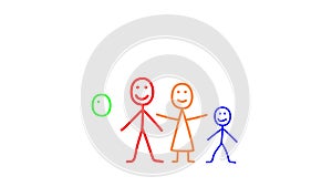 Animation of drawing family - father, mother and children