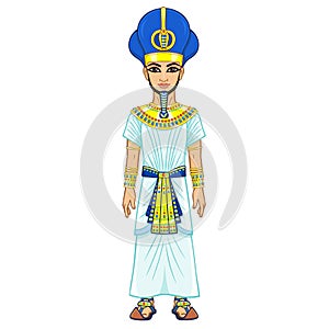 Animation Egyptian Pharaoh n the military crown.