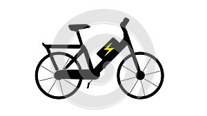 Animation: electric bike on White Background. Ecologic transportation concept