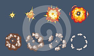 Animation of the explosion effect, broken into separate