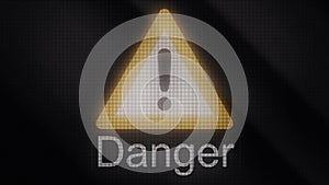 Animation extrusion of symbol of danger. Sign of skull, sign of nuclear danger, sign of warnings. Warning Mark animation