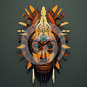 Animation Inspired By Ugandan Wooden Mask On Linen Art photo