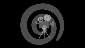 Animation of the film camera on a black screen.