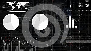 Animation of financial data processing over grid and dark background