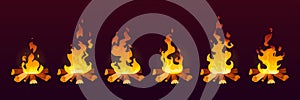 Animation of fire burn on wood, 2d effect cartoon