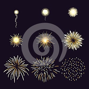 Animation of firework effect in cartoon comic photo