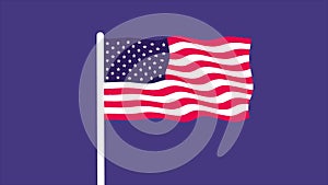 Animation of the flag of the United States of America developing in the wind.