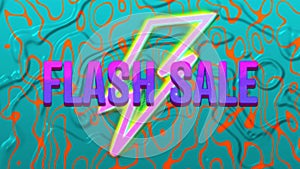 Animation of flash sale text over flash retro vibrant pattern background