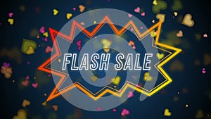 Animation of flash sale text in retro speech bubble