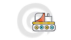 Animation flat civil engineering and construction site industry icon. Cartoon graphic construction tool equipment sign set