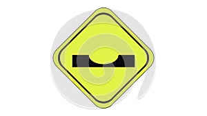The animation forms a concave road traffic sign icon