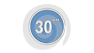 The animation forms a traffic sign icon with a maximum speed of 30 kilometers per hour