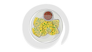 The animation forms a typical Korean food Pajeon icon