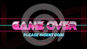 Animation of game over text over light trails on black background