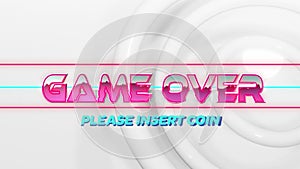 Animation of game over text over light trails on white background