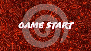 Animation of game start text over red liquid background