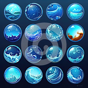 animation games blue water wave ai generated